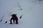 Me scrambling up the ridge to get to the couloir entrance courtesy of Lars Thomas Nordby